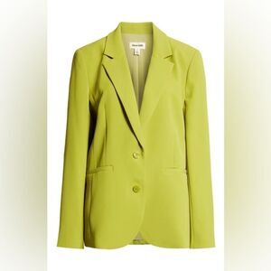 OPEN EDIT- CURVE HEM BLAZER IN OLIVE SEED (green)- Size small